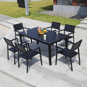 <b>Outdoor</b> Picnic <b>Table</b> Set Wood Restaurant <b>Tables</b> and Chairs Coffee <b>Table</b> and Set for Restaurant and Resort Hotel OTF-64 Supports - Product Image 4