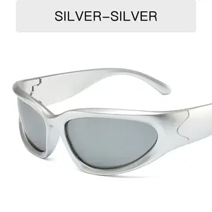 Women Punk Sports Sunglasses UV400 Mirror Shades 2024 Colorful Punk Fashion Eyewear Cycling Sunglasses