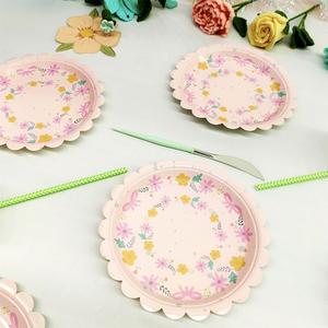 DAMAI Flower <b>Disposable</b> Dinnerware Plates Party <b>Tableware</b> Kids Birthday Pink Tea Party Supplies Flower Shaped Paper Plates Cups - Product Image 4
