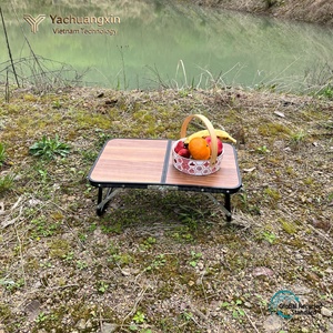 <b>Folding</b> <b>Outdoor</b> <b>Table</b> Rectangular Engineered Wood Iron Frame Minimalist Design Portable Camping Picnic Use - Product Image 2