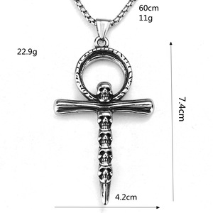 yunnique Stainless Steel Ankh Skull <b>Cross</b> Pendant For Men Necklace Gift Jewelry - Product Image 4