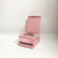 Boîte-cadeau à fenêtre transparente carrée de haute qualité avec laminage brillant pour l'emballage de fleurs et la Saint-Valentin
