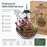 Panier de Jardin Suspendu Papillon Solaire avec Doublure en Fibre de Coco et Cadre en Fer Thermolaqué pour Décoration Quotidienne de Patio
