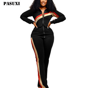 PASUXI Hochwertiger Großhandel Damen 2-Teiliger Trainingsanzug Fitness Zip-up Sweatshirts Sets Kundenspezifisches Damen Crop Top Hoodie Set - Product Image 1