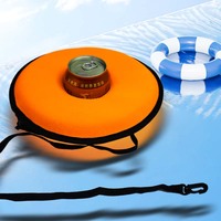 Nouveau design tendance, porte-gobelets et porte-canettes flottant en néoprène isolé et imperméable avec fermeture éclair pour les fêtes estivales à la piscine et à la plage