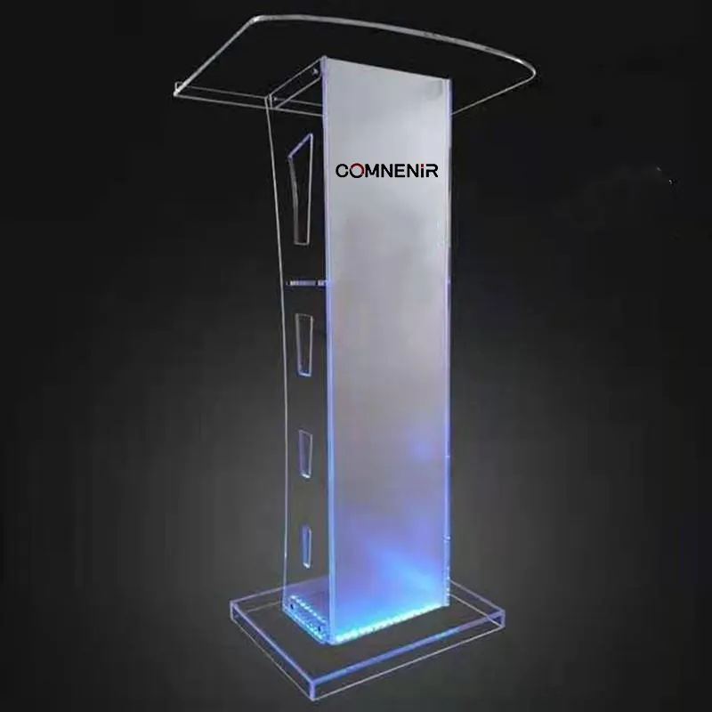 Modernes Acryl Smart Podium Plexiglas Kanzel Konferenz Schule Kirche Rednerpult mit LED-Licht