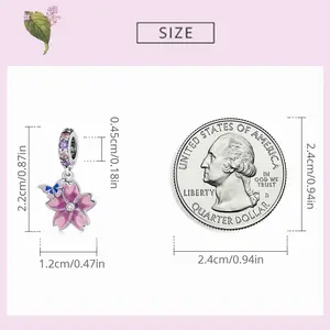 Regalo joyería nuevo encanto 925 pulsera de plata esterlina moda Rosa Sakura colgantes encantos