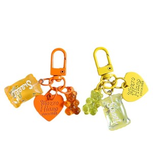 Candy Bear Pendant Keychain with Pentagram Design Kawaii Fancy Candy Color Acrylic Charm - Product Image 4