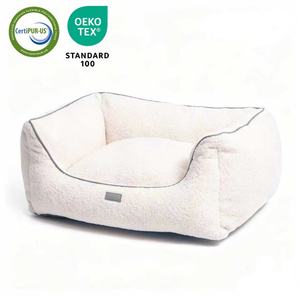 Yangyangpet Cama para <span class=keywords><strong>Perro</strong></span> Rectangular de Tela de Algodón Blanca, Ortopédica, de Espuma, Impermeable y Calmante - Product Image 6