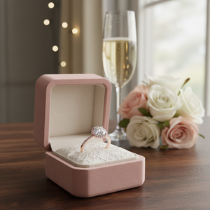 Magnifique bague de fiançailles en or rose massif 14K avec diamants naturels-Bagues en diamant de qualité supérieure - Product Image 3
