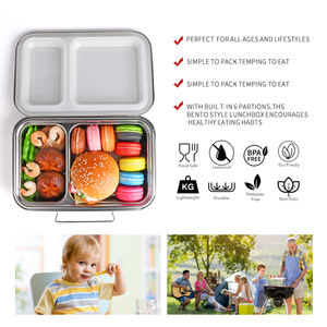 2022 Aohea Best Selling Kids Lunch Box For Camping Insulated Thermo 2 5 Compart Stainless Steel Leakproof Bento Steel Lunch Box