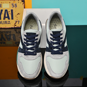 Chaussures décontractées tendance pour hommes, style course et marche, respirantes, en maille et cuir véritable - Product Image 5