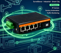 Switch Ethernet industriel PoE 100 Mbps à fibre optique, 1 port fibre SC, 4 ports PoE, fibre unique 20 km, 1310/1550 nm, double alimentation DC12-57V
