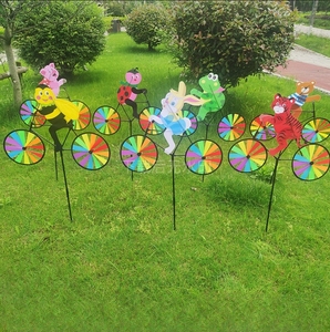 Vente en gros bricolage personnalisé extérieur en plastique tridimensionnel dessin animé animal équitation vélo jardin <span class=keywords><strong>moulin</strong></span> à <span class=keywords><strong>vent</strong></span> décoratif jouets pour enfants - Product Image 1