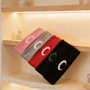 Bandeau en tricot respirant en coton anti-transpiration motif croissant <span class=keywords><strong>de</strong></span> lune, élastique et antidérapant pour la course, le yoga, le lavage du visage et le maquillage - Product Image 3