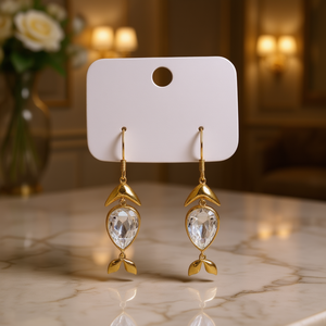 Orecchini Pendenti E982 in Oro per Donna, con Cristalli e Strass, Stile Classico per Uso Quotidiano - Product Image 2