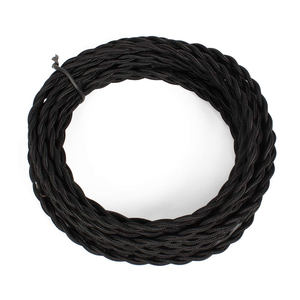 <span class=keywords><strong>Noir</strong></span> 2 Core Corde Électrique Fil Vintage Antique Tressé Torsadé <span class=keywords><strong>Tissu</strong></span> Câble D'éclairage Tissé Soie Cordon Flexible - Product Image 3
