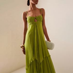 OUDINA ファッション 不規則な単色 スリング ルーズ カジュアル ロングドレス レディース エレガント ロングドレス 女性用 - Product Image 3