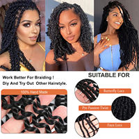 Vente en gros de cheveux à crocheter pré-bouclés Passion Twist couleur ombrée, cheveux à tresser pré-étirés, extensions de cheveux en fibre