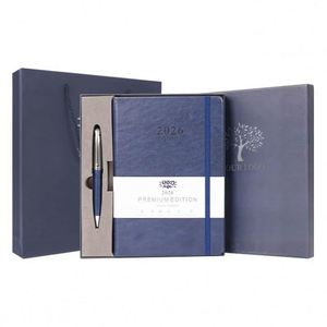 Navy Blue 2026 Daily Planner Notebook Set with Writing Pen Within Gift Case - Product Image 3