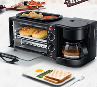 Machine à petit-déjeuner 3 en 1, machine à petit-déjeuner multifonctionnelle pour la maison, mini-four, cafetière
