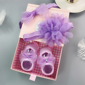 Baby Headband Gift Set Baby Newborn Headband Shoes Set 2 Hairbands+Shoes+Gift <b>Box</b> - Product Image 3