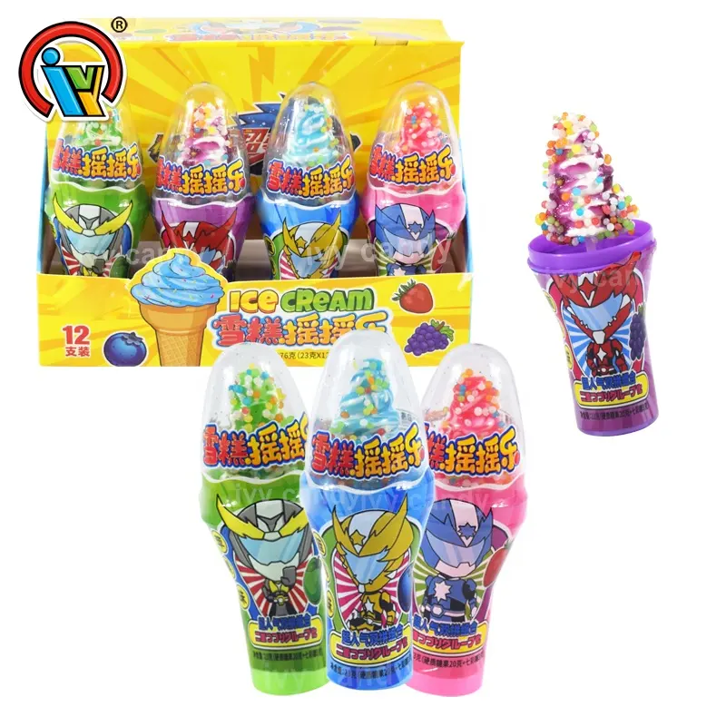 China manufacturer ice cream shape shake magic pop lollipop candy