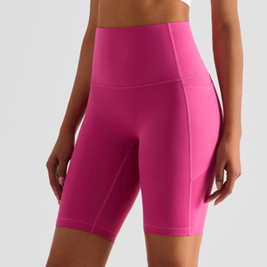 WK1438 pantaloncini da bici da Yoga a vita alta da donna con tasca laterale senza punta di cammello senza pantaloncini da ciclismo per allenamento con cuciture anteriori - Product Image 5