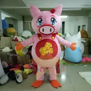 Funtoysre indah merah muda kecil babi dewasa kartun Cosplay maskot kostum untuk gaun mewah pesta Natal