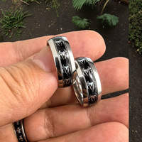 Spinnen-Emaille Edelstahl Drehring, Blau Schwarz Rot Eingelegt für Männer Frauen Gothic Punk Schmuck Geschenk