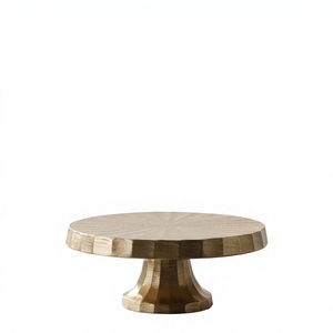 Soporte Multifuncional para Tartas de Metal Dorado, Bandeja de Servicio con Pedestal Acanalado, Soporte Redondo para Exhibición de Pasteles para el Té de la Tarde - Product Image 1