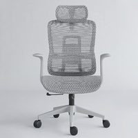 Chaise de bureau pivotante réglable en hauteur avec appui-tête réglable + dossier en maille respirante + cadre en acier + roulettes