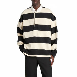 Camiseta de Rugby Clásica de Algodón para Hombre, Diseño de Manga Larga, Ropa Deportiva Personalizada para Equipos, Cómoda, Anti-Pilling - Product Image 1