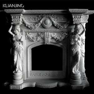 लक्जरी प्राकृतिक पत्थर काले संगमरमर की चिमनी कलात्मक नक्काशी के साथ - Product Image 1