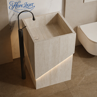 Meuble-lavabo de salle de bain de luxe haut de gamme avec vasque sur colonne en pierre, personnalisable, pour lavage des mains et du visage, avec finition sans joint