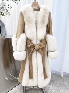 महिलाओं की लंबाई के लोमड़ी फर कोट उच्च गुणवत्ता वाले डबल-पक्षीय ऊन से भरा हुआ - Product Image 3