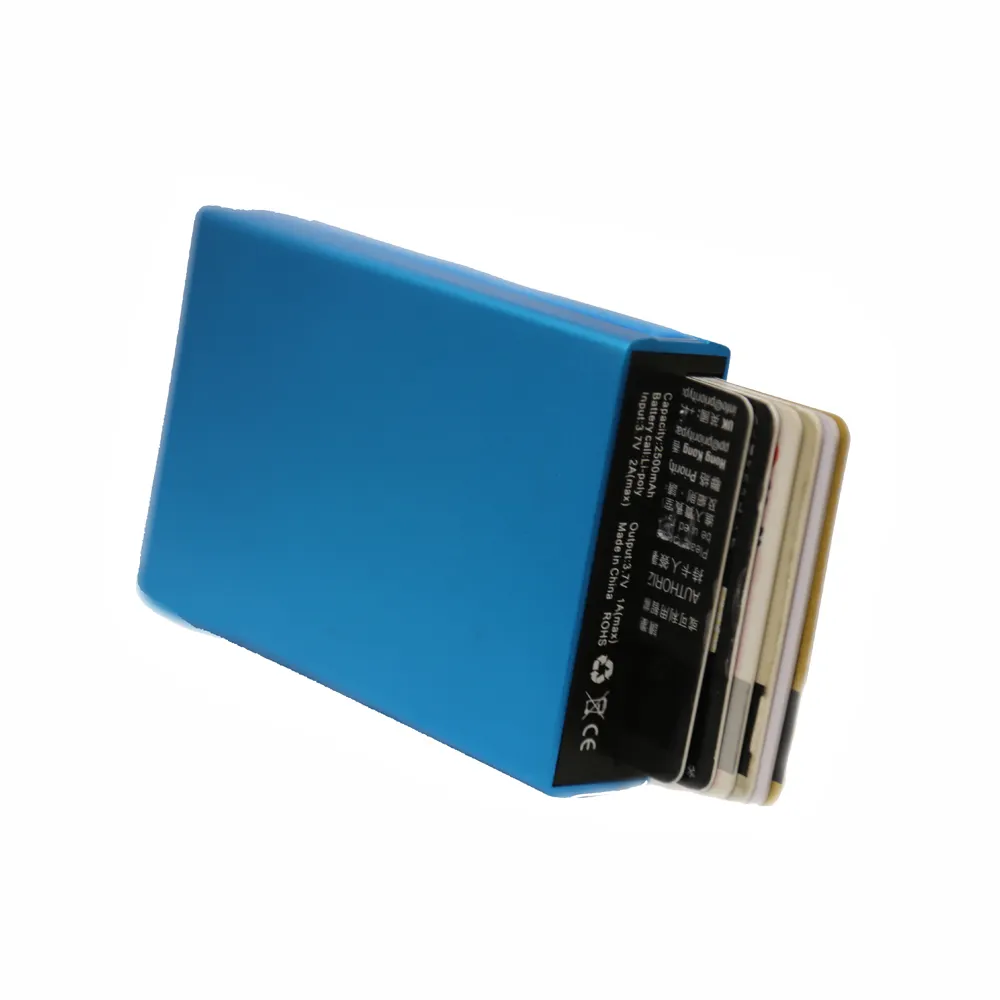 Aluminium RFID Credit Card Holder Wallet Case With Power Bank