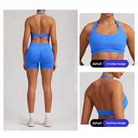 Ensemble de yoga sans couture ultra-extensible pour femme, tenue de sport moulante, séchage rapide, dos nu, respirante, pour la course et le fitness