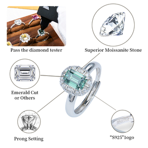 Gioielli Raffinati, Anelli da Donna in Argento Sterling 925 con Cuore Semplice, Taglio a Pera, Smeraldo, Moissanite Colorata Blu, Verde, Gialla e Rosa - Product Image 2