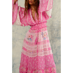 中国制造服装品牌精品定制服装女装时尚夏季碎花雪纺女式长裙 - Product Image 2