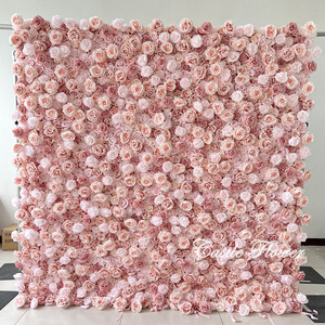 ฉากหลังงานแต่งงานแบบม้วนเก็บได้ รุ่น FW511-1 สีขาว ประดับด้วยดอกไม้ประดิษฐ์และขนนกกระจอกเทศสีขาว - Product Image 4