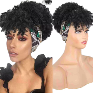 Perruque synthétique courte bouclée de 4 pouces avec bandeau et <span class=keywords><strong>frange</strong></span>, poids de 170 g, pour femmes africaines, prix bas, nouvelle perruque - Product Image 1
