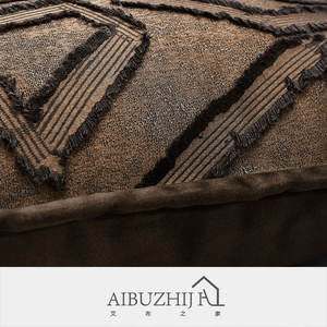 AIBUZHIJIA fodera per cuscino moderna <span class=keywords><strong>Beige</strong></span> Taupe fodera per cuscino decorazione per la casa federa per cuscino con bordo nero - Product Image 4