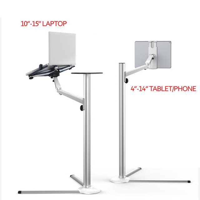 UP-8 Multifunction 3 In1 Computer Floor Stand for All Laptop/Tablet PC/Smartphone Holder Height/Angle Adjustable with Mouse Tray