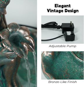 Fontana Solare da Giardino a Forma di Angelo Fata, 14 Pollici, Autoportante, Flusso d'Acqua Regolabile, Costruzione in Resina Resistente - Product Image 2