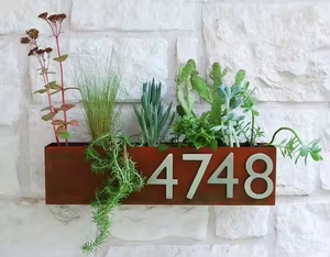 ป้ายเลขที่บ้านสไตล์อาร์ตเดโค ทำจากเหล็กคอร์เทนแบบโบราณ ปรับแต่งขนาดได้ ตกแต่งสวนอย่างสวยงาม - Product Image 2