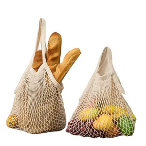 حقيبة حمل شبكية قطنية خيارات تخصيص متعددة مرنة ومتعددة لفواكه وخضروات التعبئة