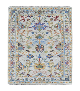 พรมขนสัตว์ทำมือสไตล์โมเดิร์นสีพาสเทลสำหรับห้องนั่งเล่นและห้องนอน - Product Image 1