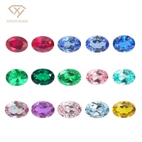 Saphirs synthétiques ovales colorés en vrac, cultivés en laboratoire, traités thermiquement avec effet de couleur changeante pour la fabrication de bijoux