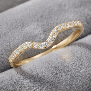Anillo de Boda, Compromiso, Fiesta o Aniversario con Banda Ondulada de Diamantes Cultivados en Laboratorio, Oro de 10K, 14K, 18K, Plata 925, 935 - Product Image 1